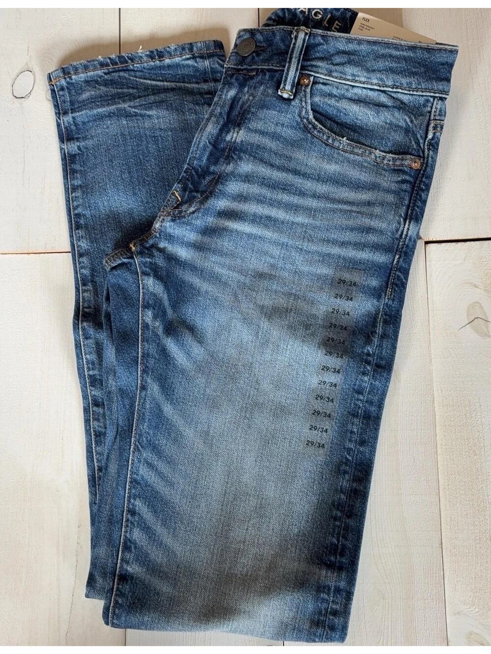 American Eagle Outfitters Jeans Mens 29x34 Blue Slim Straight Flex Stretch NWT